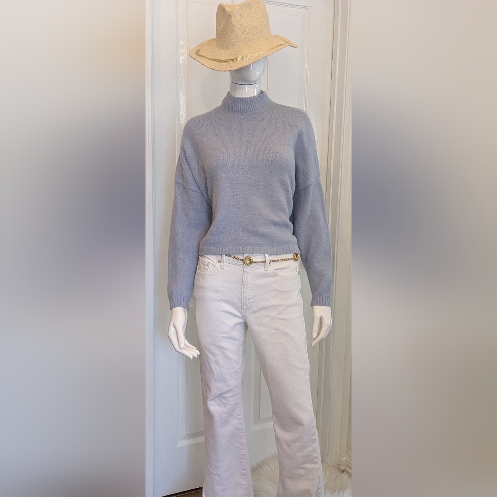 Sincerely Jules Soft Blue Knit High Neck Sweater Small